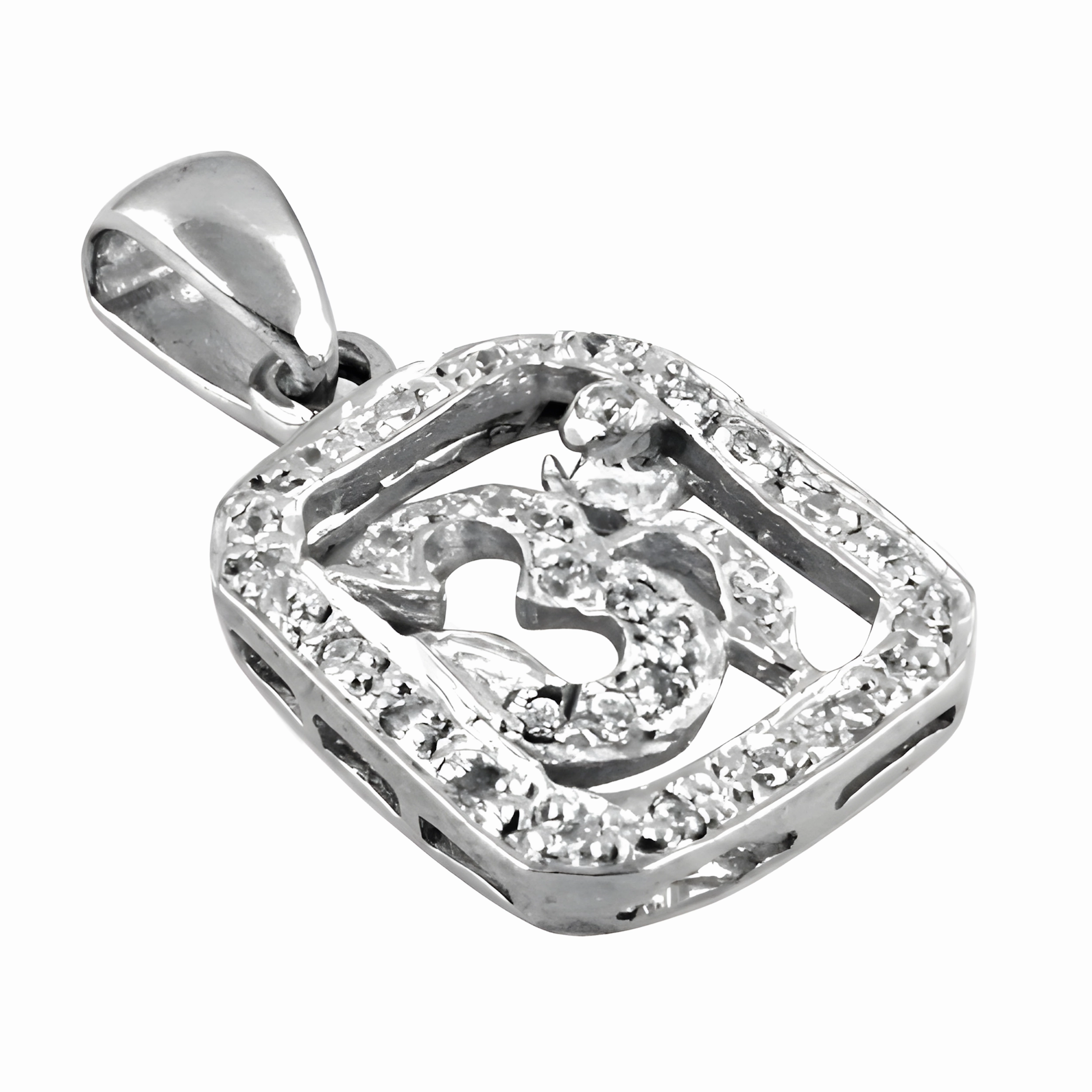 Elegant OM Silver Pendant with Cubic Zirconia a??? Spiritual Jewelry comfortable accessory Stylish Youth