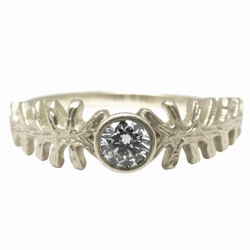 Fern Dell Solitaire Diamond Ring - 14k White Gold   Diamond Spark Ready