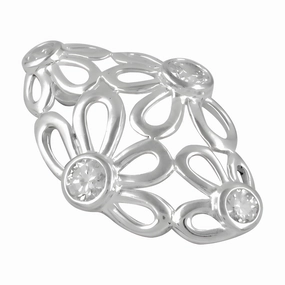 Special Accent Elegant Flower Designer Silver Pendant with Cubic Zirconia - Perfect Gift for Her