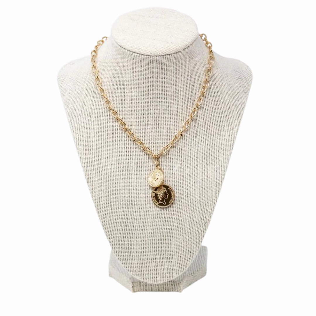 Double Royalty Coin Necklace Inspired Feature Layered Combo