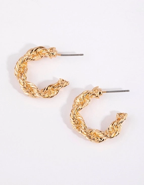 Polished Jewelry Gold Thick Wrapped Earrings