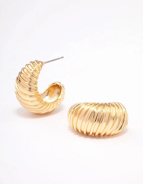 Everyday Feature Gold Plated Bold Croissant Hoop Earrings