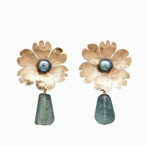 Timeless Charm Daily Detail Carnation Bronze Aquamarine Earring