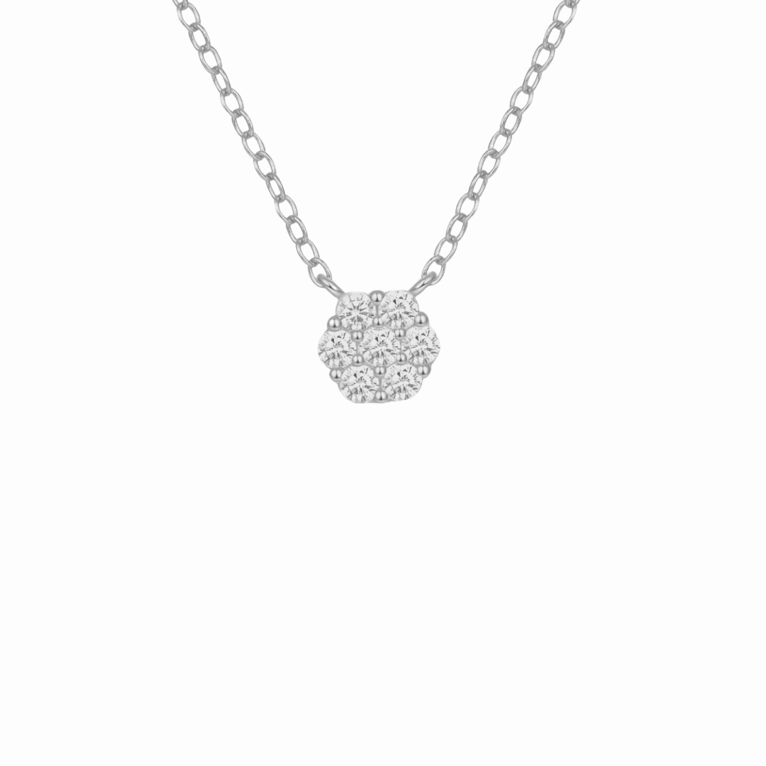 Sleek Detail Fashionable Design FLOWER DELICATE SILVER NECKLACE