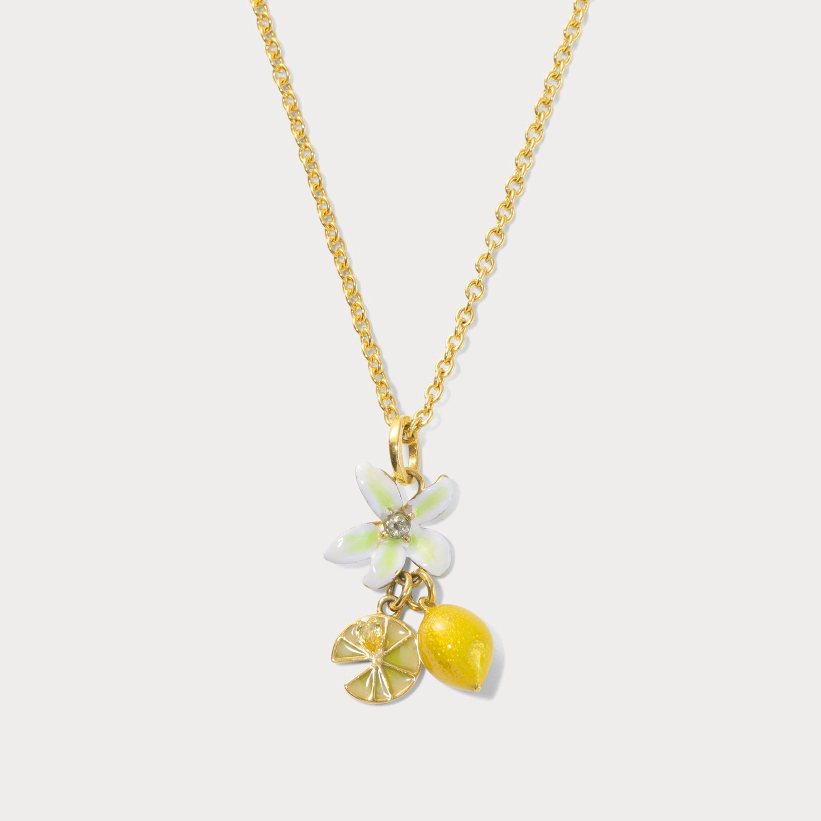 Soft color Flower Lemon Pendant Necklace