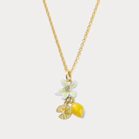 Soft color Flower Lemon Pendant Necklace