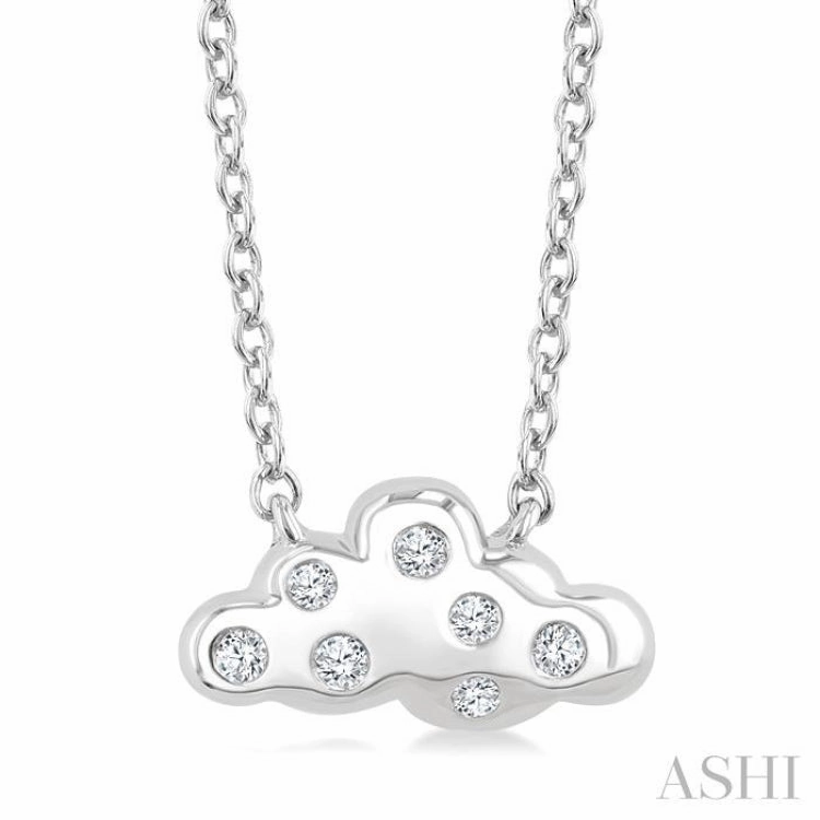 1/20 Ctw Cloud Single Cut Diamond Petite Fashion Pendant With Chain in 10K White Gold Minimalist Accent Tied Item