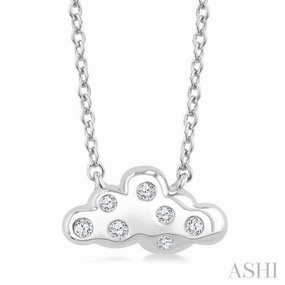 1/20 Ctw Cloud Single Cut Diamond Petite Fashion Pendant With Chain in 10K White Gold Minimalist Accent Tied Item