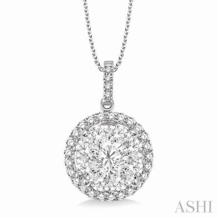2 Ctw Lovebright Round Cut Diamond Pendant in 14K White Gold with Chain Decorative Pendant