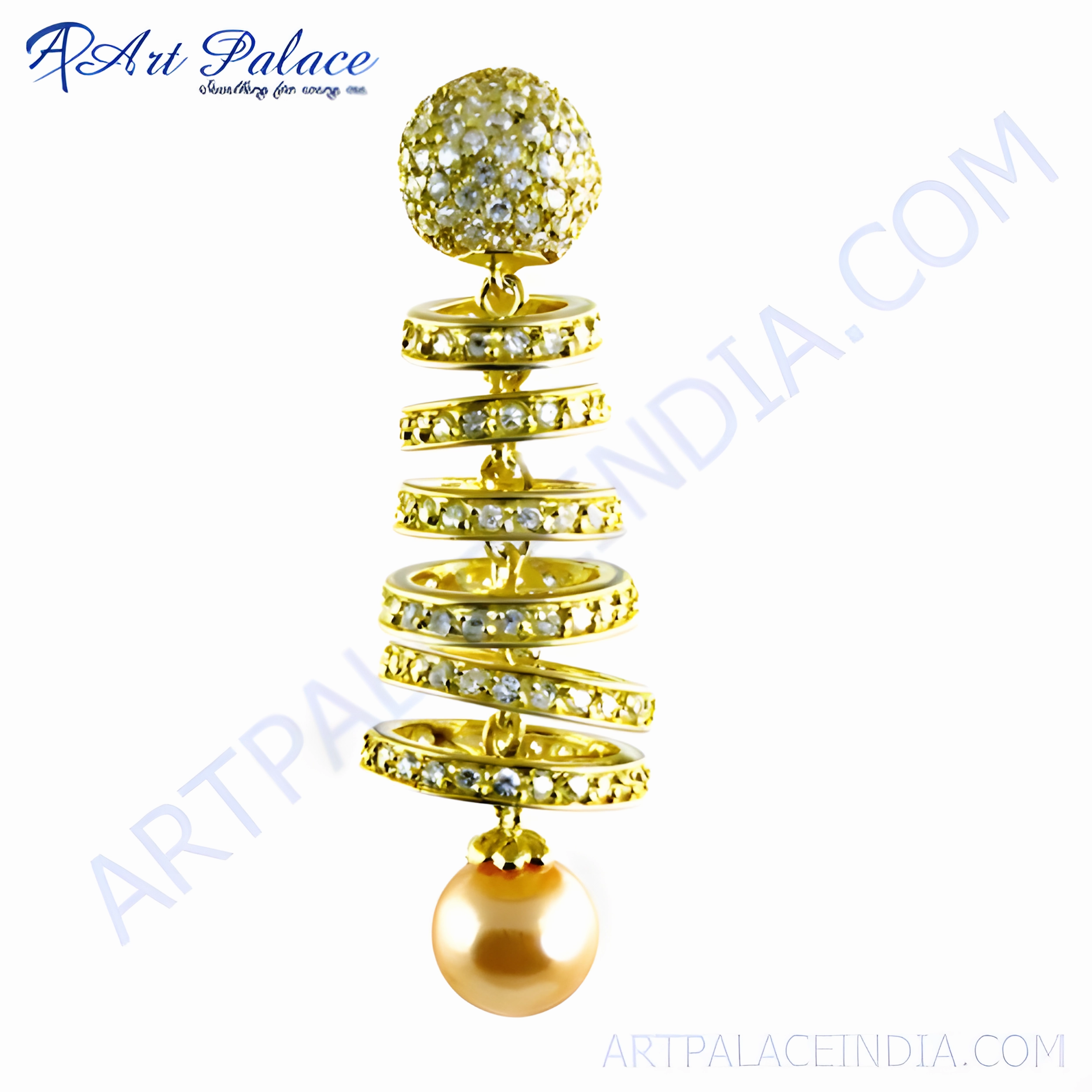 Elegant Touch Retro accessory Stunning CZ Pink Pearl Gold Plated Silver Pendant - Latest Beautiful Design