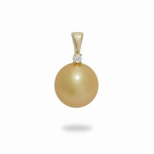 South Sea Gold Pearl Pendant in Gold with Diamonds - 12-13mm Daily Casual Ideal gift