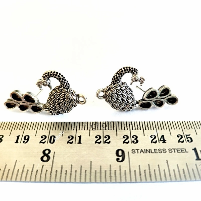 Silver peacock earrings stud components metal earrings findings ESS66 Stylish Detail Sturdy Item