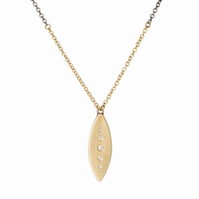 Wedding Gift Peas in a Pod Vertical Necklace - 14k Gold, Oxidized Silver   VS White Diamonds
