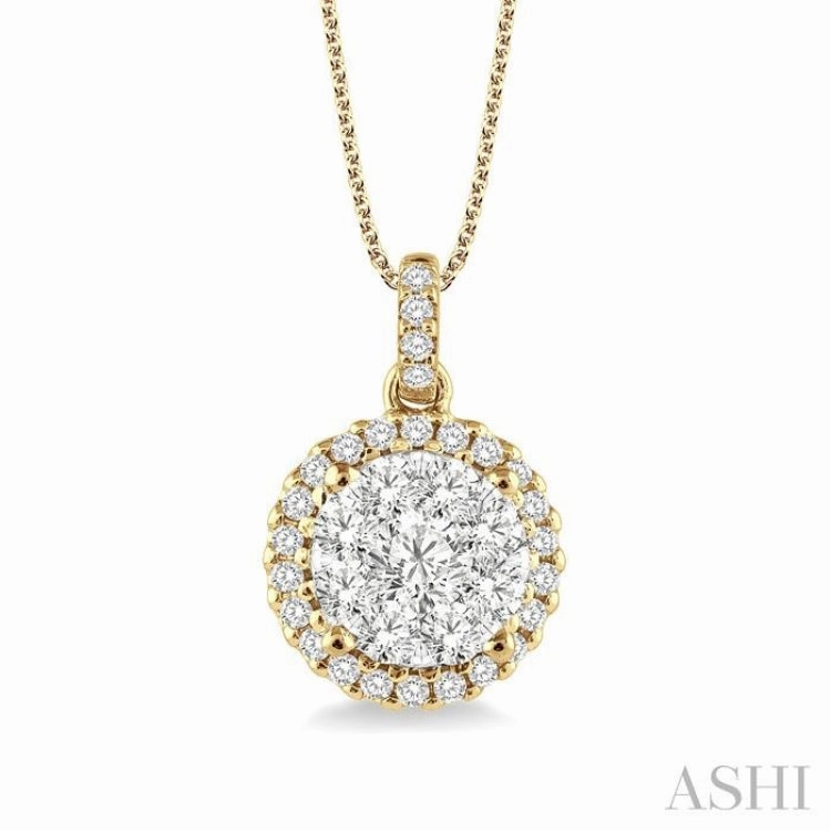 Youth Energy 3/4 Ctw Lovebright Round Cut Diamond Pendant in 14K Yellow and White Gold with Chain