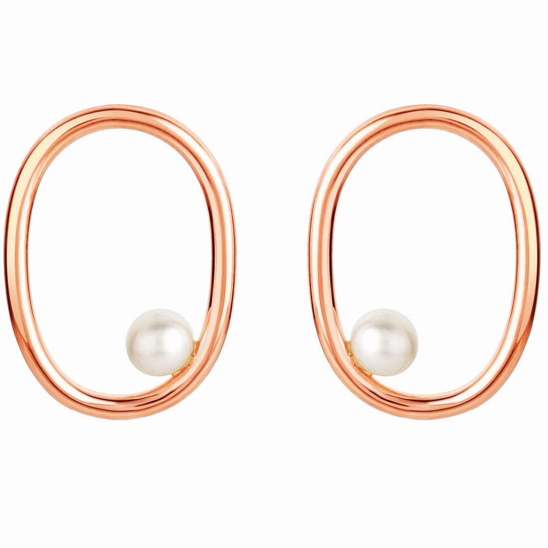 Freshwater Cultured Pearl Gravity Circle Earrings in Sterling Silver Polished Piece Business Ornament