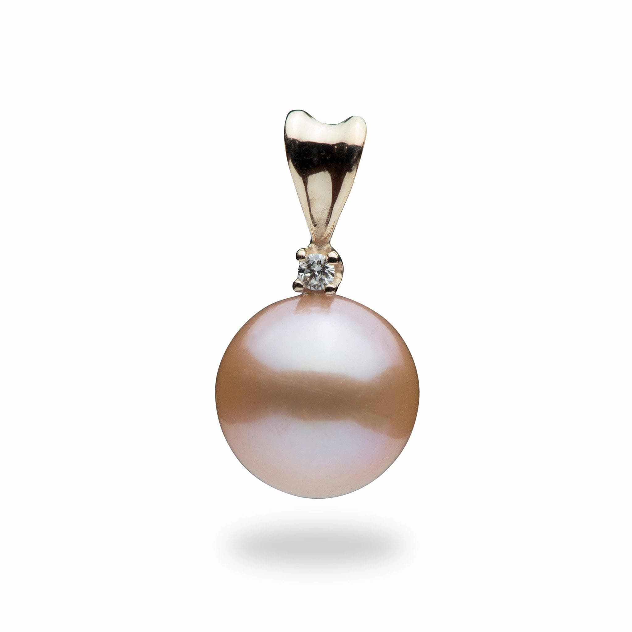Exquisite Piece Signature Piece Freshwater Pearl Pendant in Gold with Diamond - 9-10mm