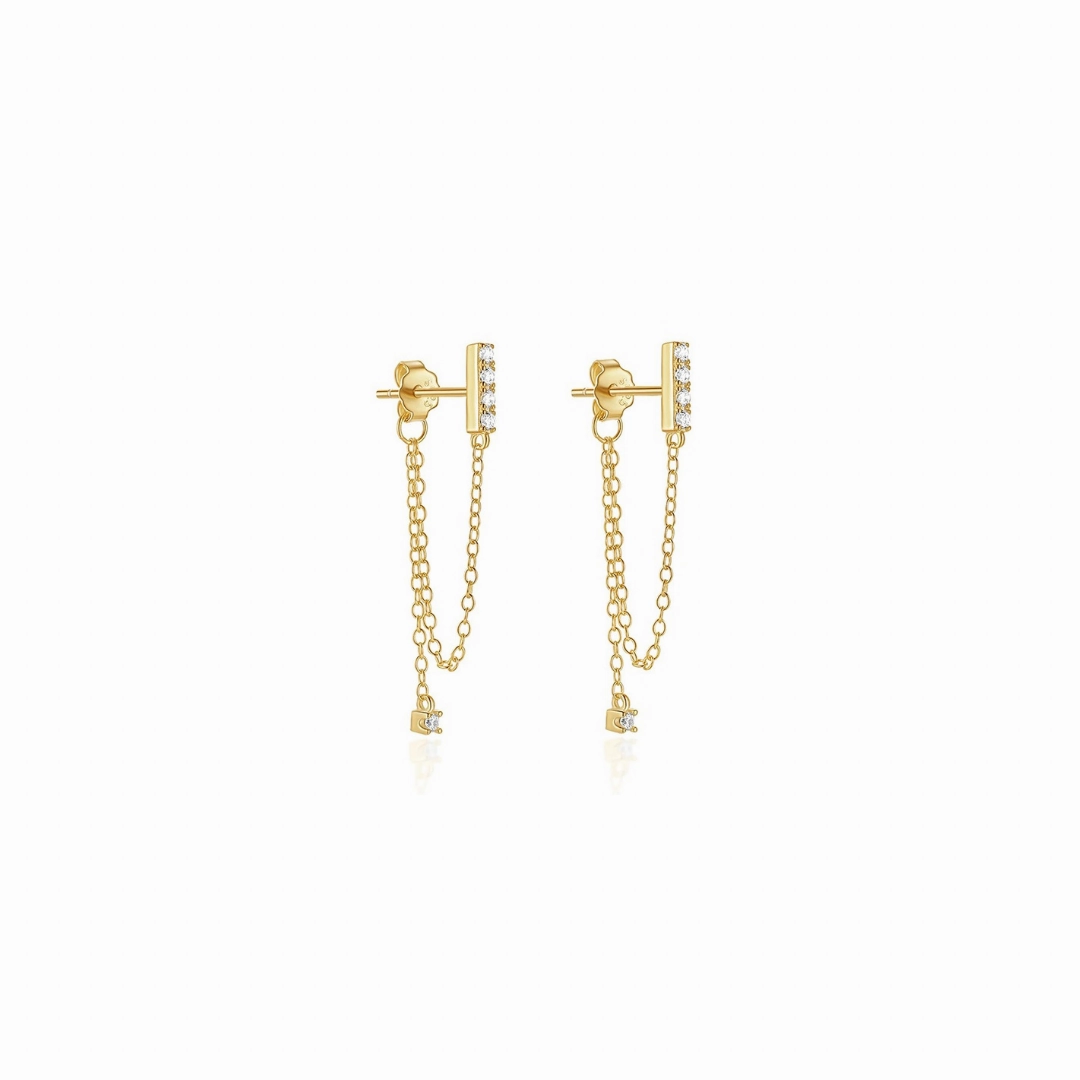 Rectangular Jewelry Delicate Bar Chain Earrings