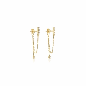 Rectangular Jewelry Delicate Bar Chain Earrings
