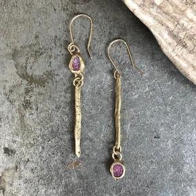 Illumination Earrings - Brass, Gold Fill  Rubies Smooth Shine