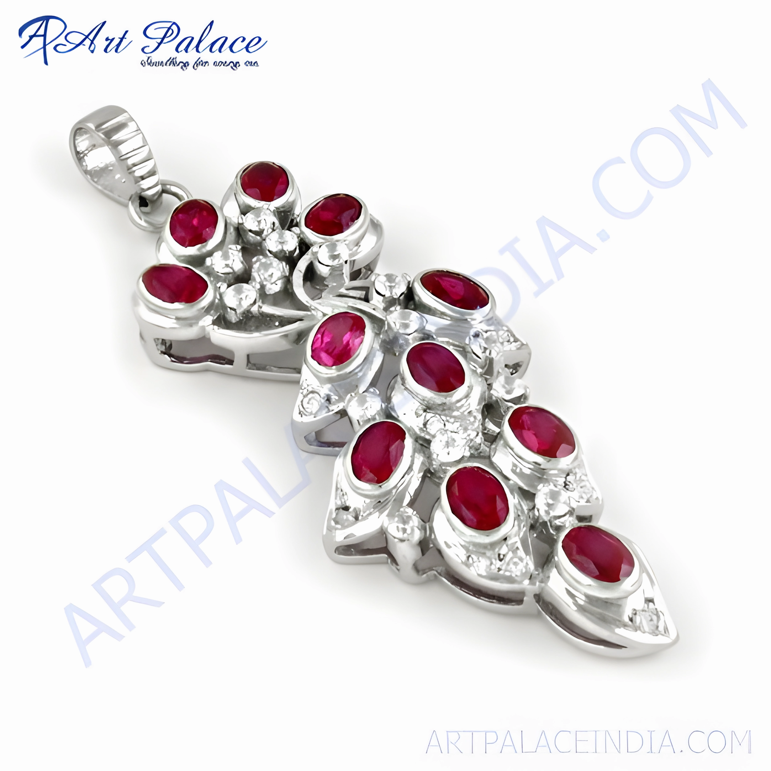 Girls' Fashionable Pink & White Cubic Zirconia Gemstone Silver Pendant - Stylish Jewelry for Kids Cool Style