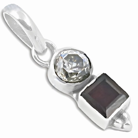 Fashion Event Carefree Day Famous Designer CZ Garnet Gemstone Silver Pendant - Elegant Jewelry