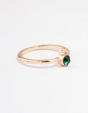 Vivid Charm Green Round Beaded Ring