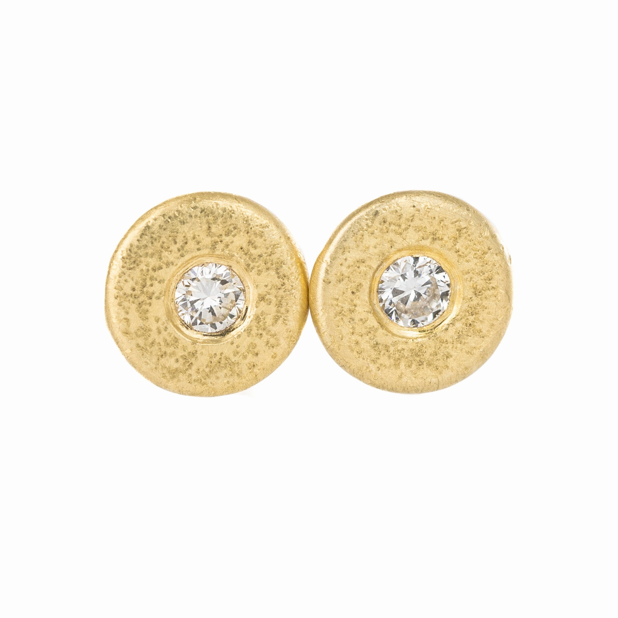 Pebble Stud Earrings - 18k Gold, Oxidized Silver   Reclaimed Diamonds Personal Touch