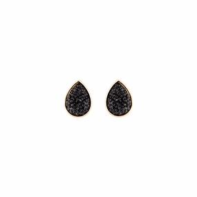 Black Teardrop Jelly Stud Earrings Glamour Accessory Gleaming Charm