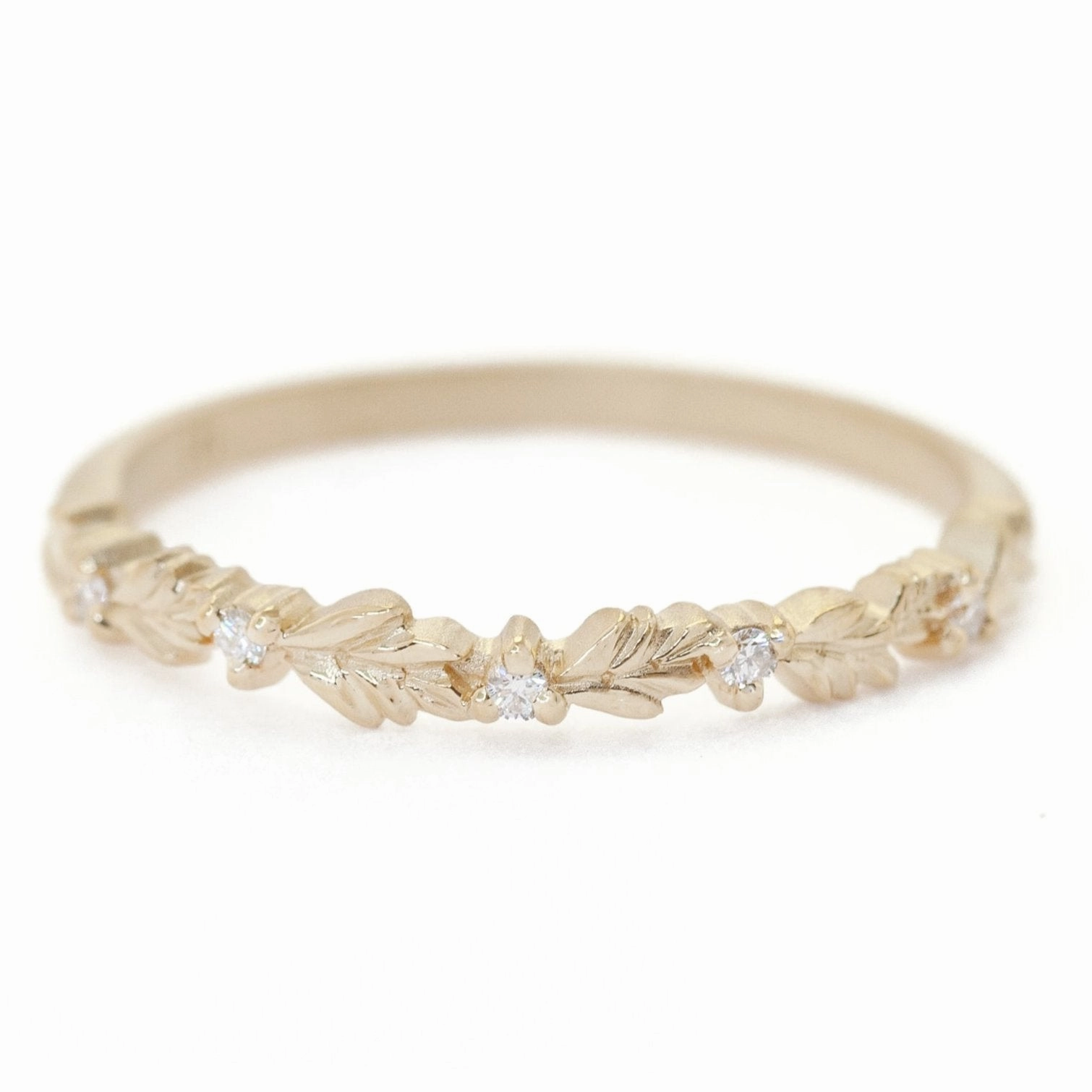 Wood Nymph Faye Slender Topper Band - 18k Yellow Gold   Diamonds (.04 ctw) Comfort Fit Impressive Feature