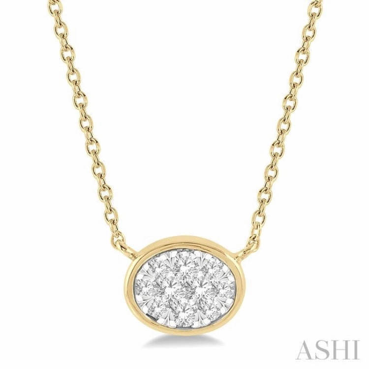 Lightweight Adornment 1/6 Ctw Oval Shape Lovebright Diamond Pendant With Chain in 14K Yellow and White Gold