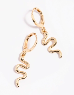Brilliant Touch Gold Snake Huggie Earrings