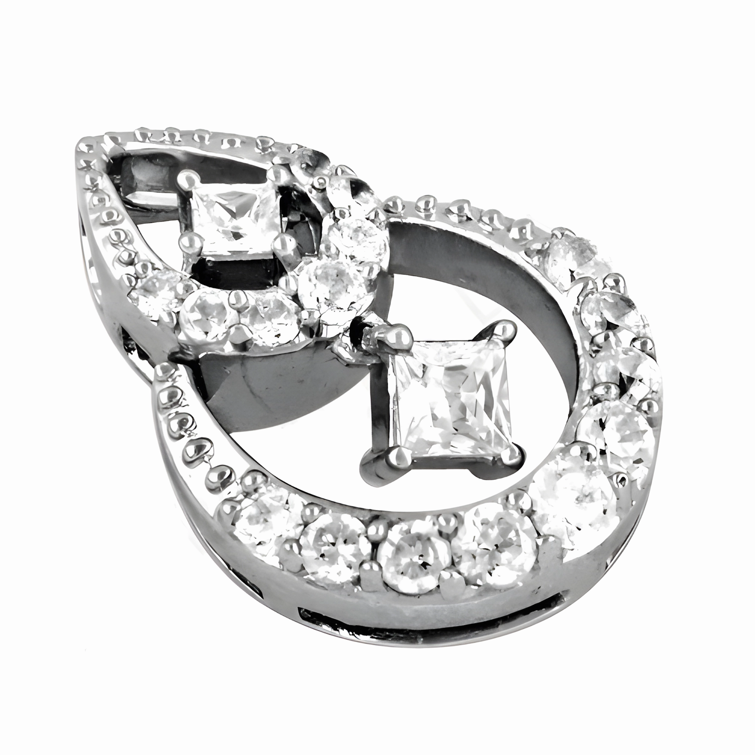 Glittering Cubic Zirconia Gemstone Silver Pendant - Artisanal CZ Jewelry Comfort Fit