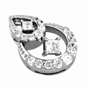 Glittering Cubic Zirconia Gemstone Silver Pendant - Artisanal CZ Jewelry Comfort Fit