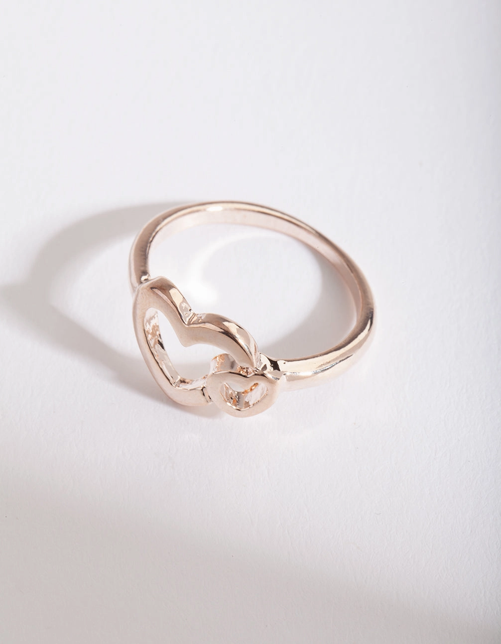 Unique Glow Shine And Style Gold Double Heart Ring
