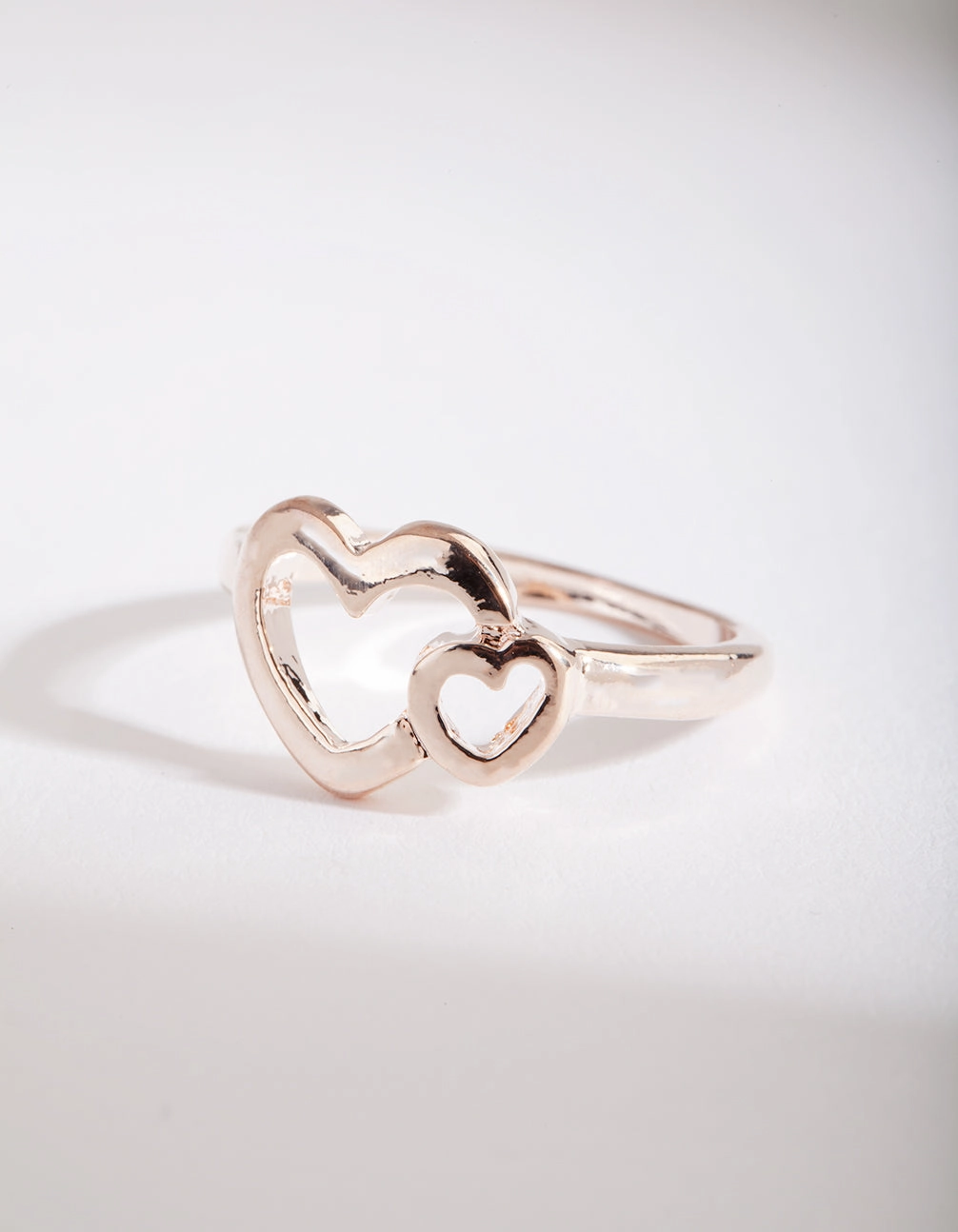 Gold Double Heart Ring Gentle Finish