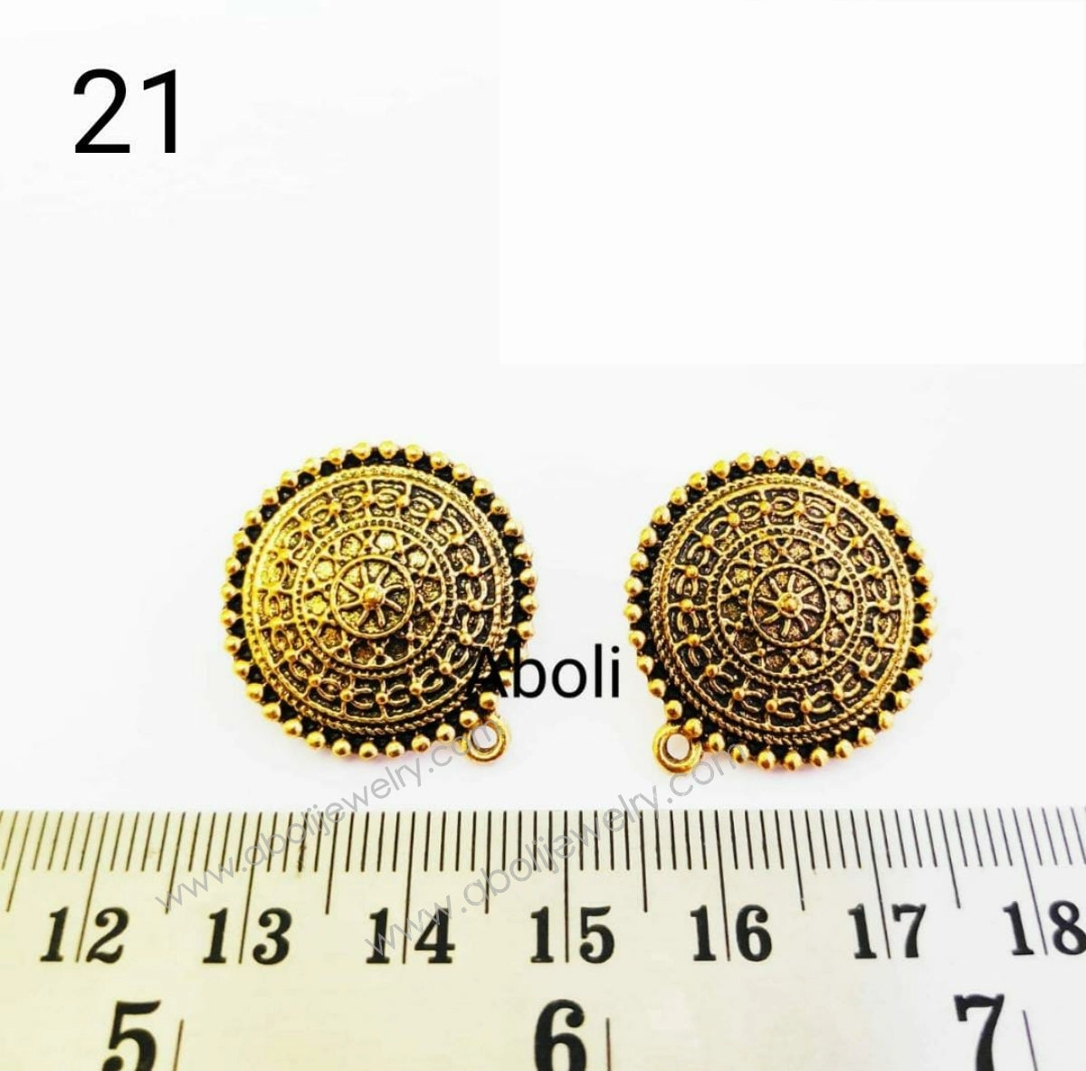 Adorable Piece Dainty Item Golden round stud components medallion metal earrings findings ESG21