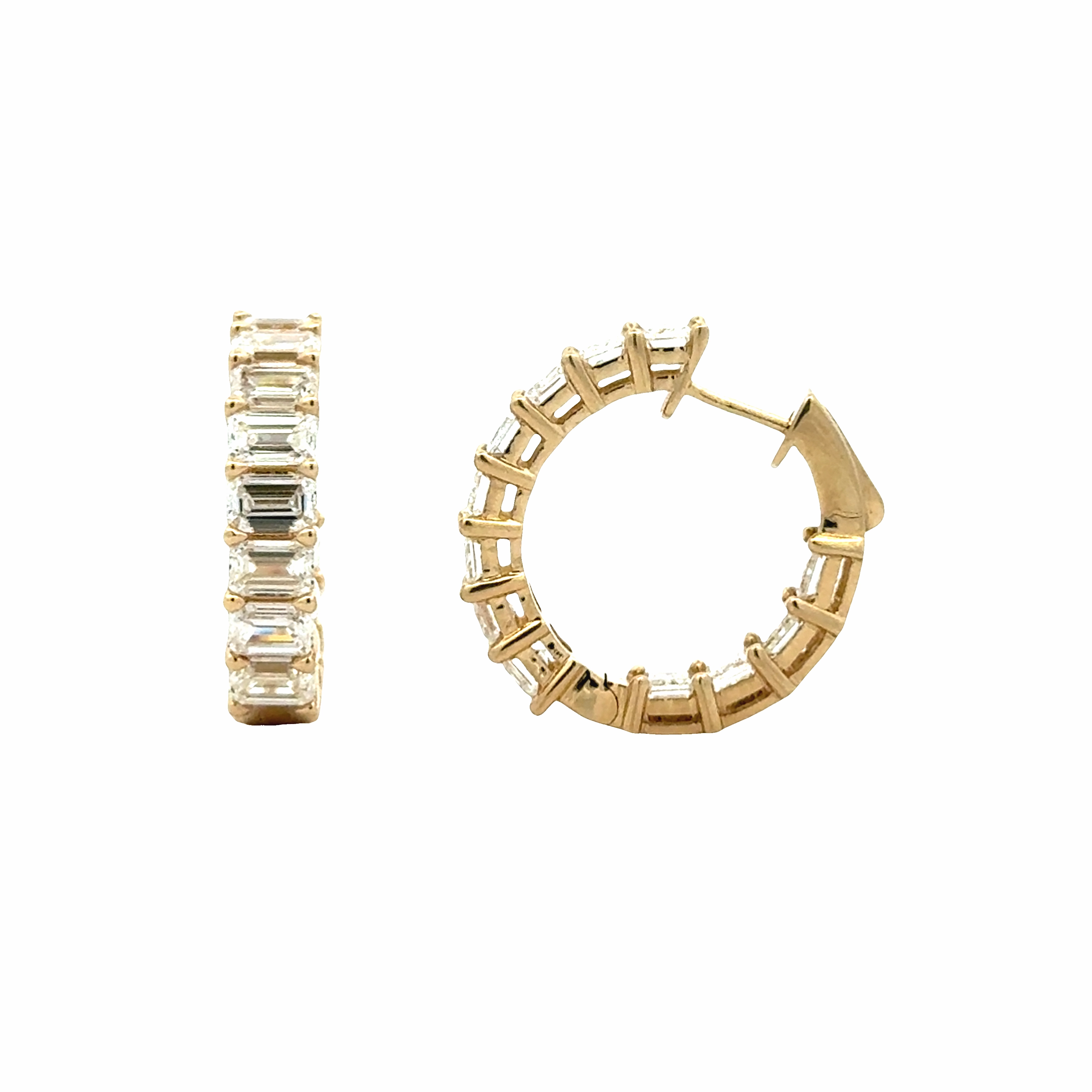 Secure Design 18ky Inside Out Small Diamond Hoop Earrings (6.00cttw)