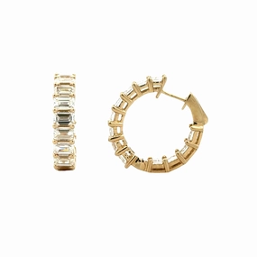 Secure Design 18ky Inside Out Small Diamond Hoop Earrings (6.00cttw)