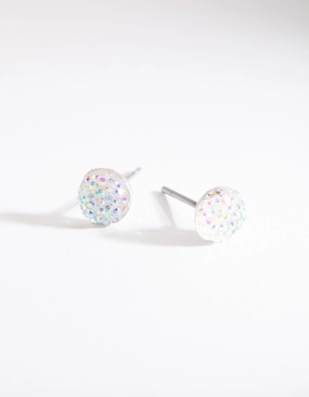 Glittery Jelly Dome Stud Earrings Opulent Finish