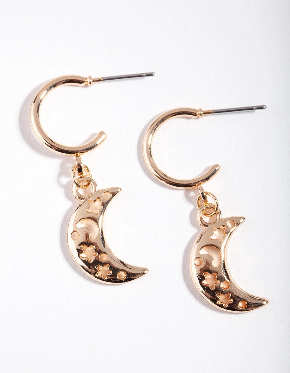 Party Vibe Gold Cut Out Moon Hoop Earrings