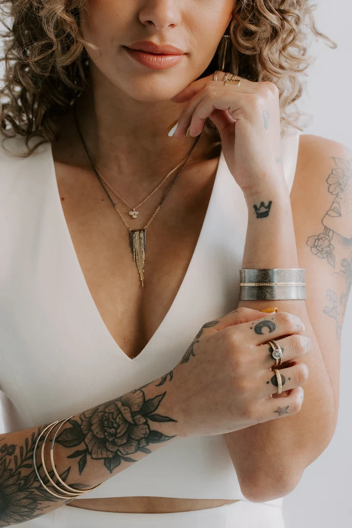 Shine Piece Twilight Cuff - 18ky Gold, Oxidized Silver   VS Diamonds