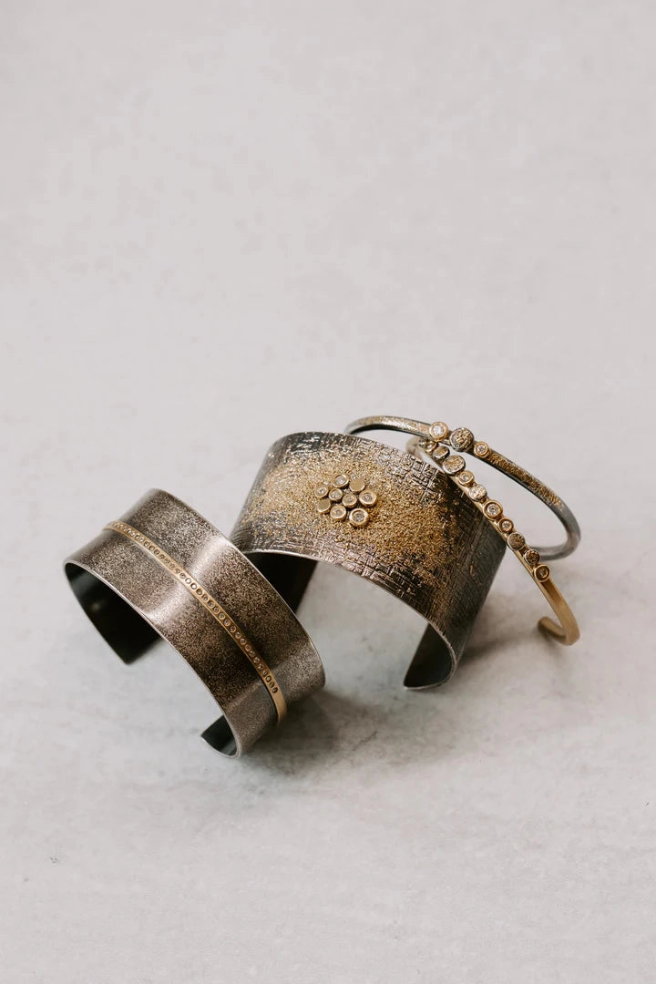 Luxe Design Twilight Cuff - 18ky Gold, Oxidized Silver   VS Diamonds