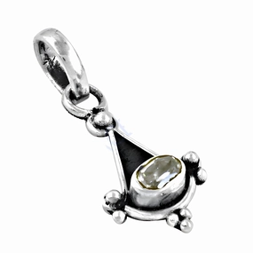 Indian Touch CZ Gemstone Silver Ethnic Design Pendant - Authentic Jewelry Personalized Present