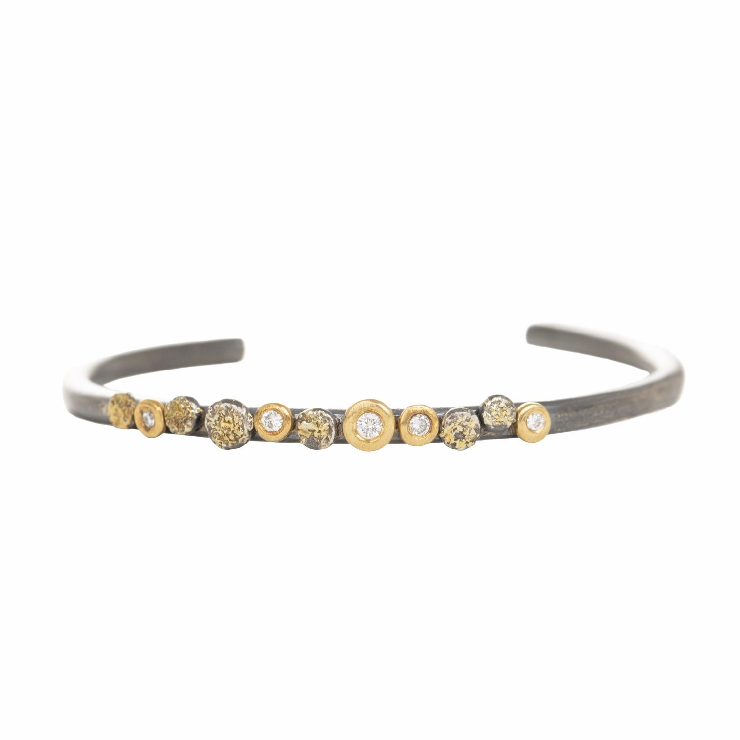 In Bloom Stacking Skinny Cuff - 22k Gold Dust, 18k Gold, Oxidized Silver   Reclaimed Diamonds Bold Moment Creative Match