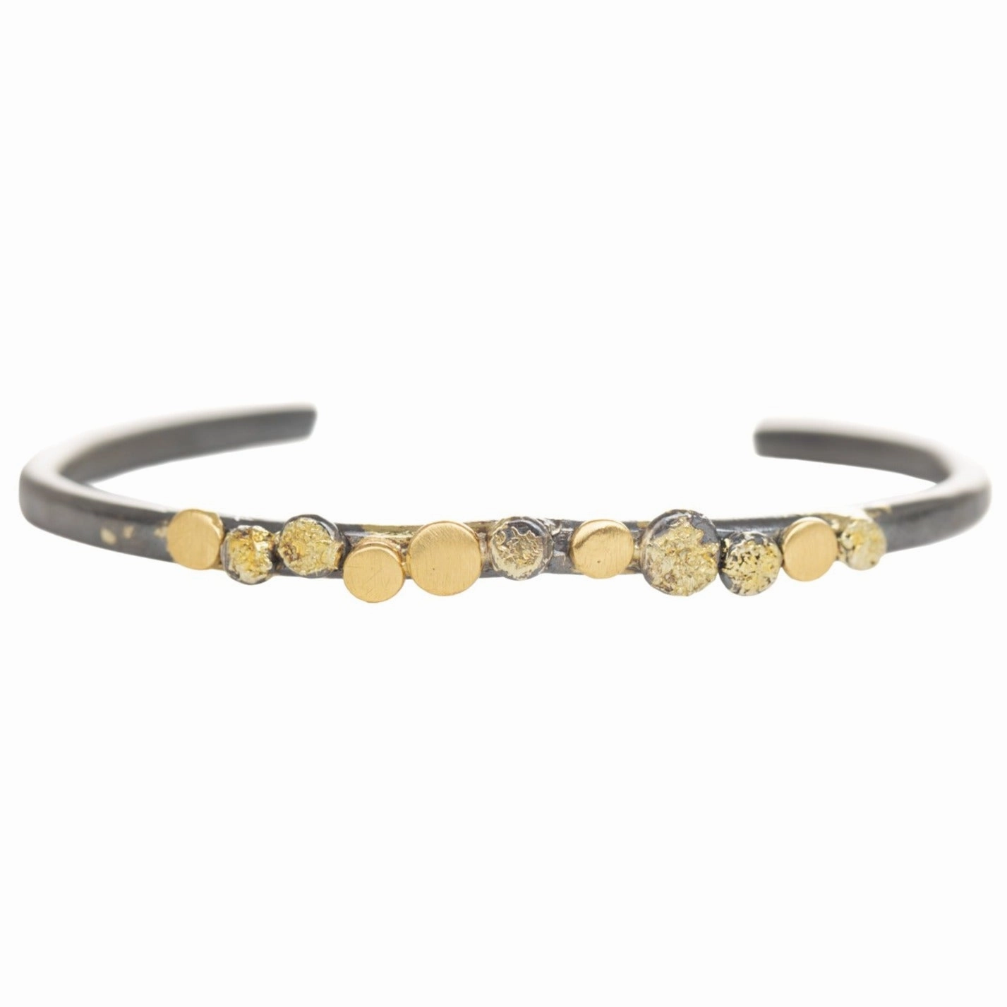 In Bloom Stacking Skinny Cuff - 22k Gold Dust, 18k Gold, Oxidized Silver   Reclaimed Diamonds Bold Craftsmanship Premium Sparkle