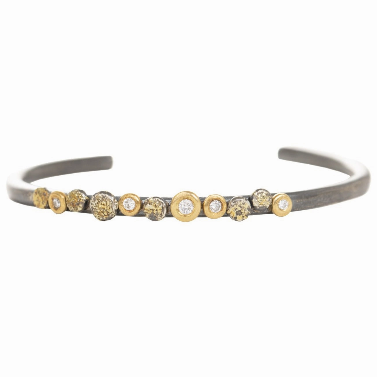 In Bloom Stacking Skinny Cuff - 22k Gold Dust, 18k Gold, Oxidized Silver   Reclaimed Diamonds Minimal Form Effortless Fit