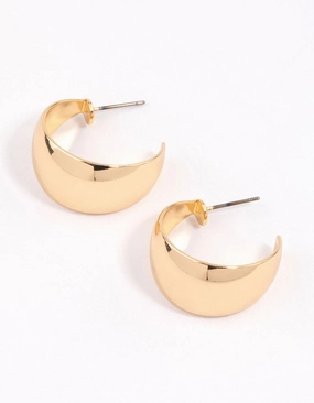 Glamorous Edge Vibrant Craftwork Gold Wide Drop Hoop Earrings
