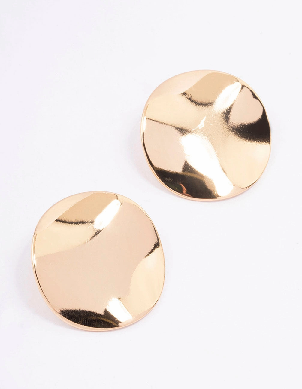 Gold Morphed Disc Stud Earrings Bold Jewelry Shine Quick Spark