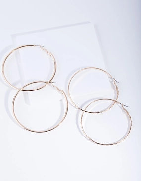 Minimalist Piece Impressive Craft Gold 6 cm Hoop Earring Pack