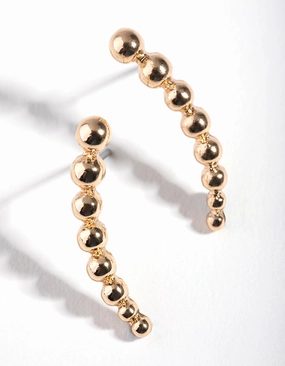 Gold Ball Crawler Earrings Lively Spirit Allure Sparkle